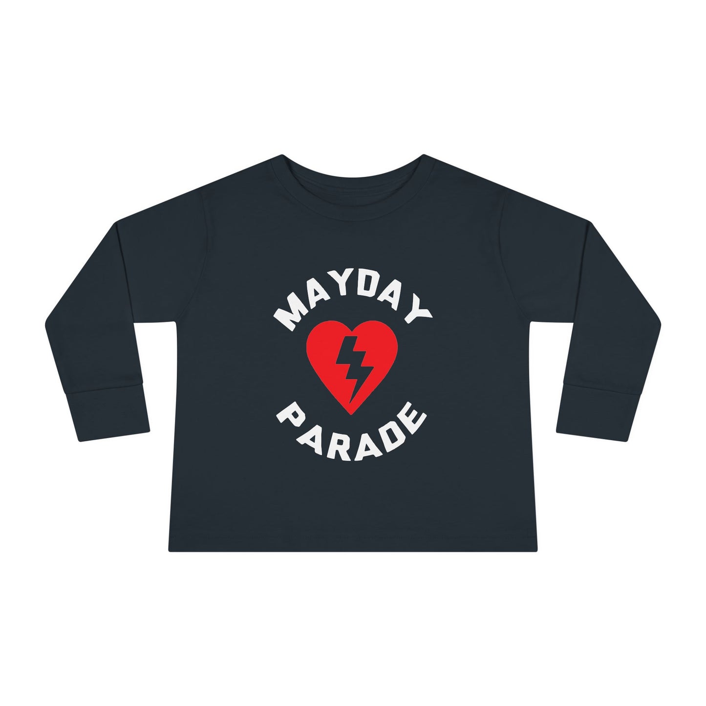 Toddler Long Sleeve Tee with Mayday Parade Heart Design, Kids Graphic Shirt, Baby Clothing, Festival Outfit, Music Lover Gift