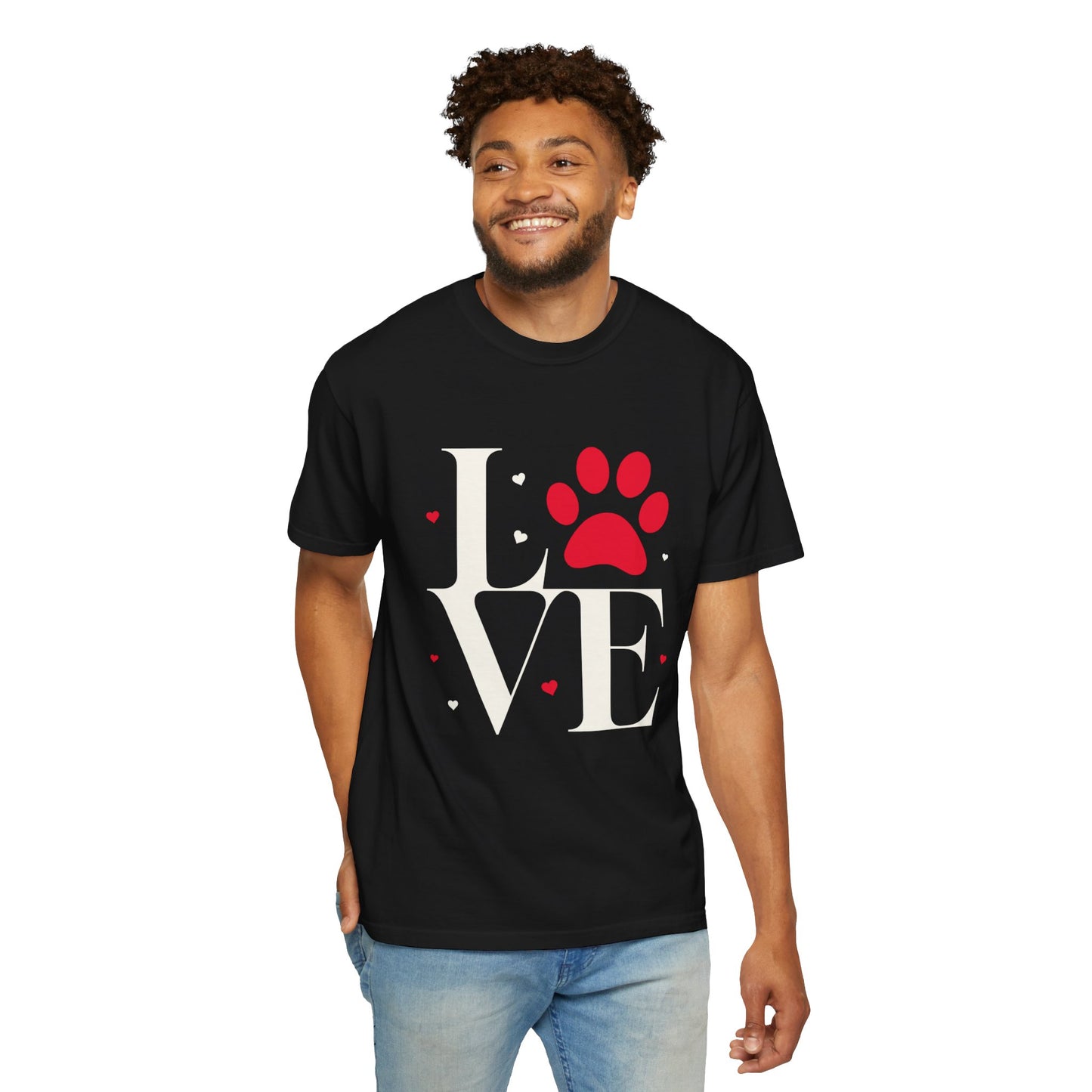 Love Paw Print Unisex T-Shirt, Animal Lover Gift, Pet Adoption Tee, Valentine's Day Shirt, Cute Animal Apparel