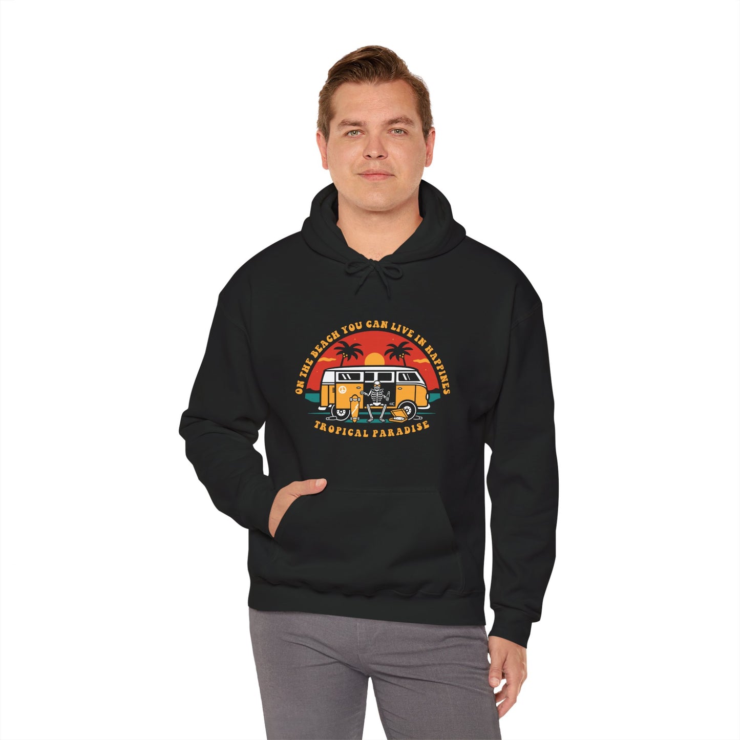 Retro Vibes Hooded Sweatshirt, Unisex Apparel, Bohemian Style, Casual Wear, Perfect for Road Trips, Gift for Adventurers