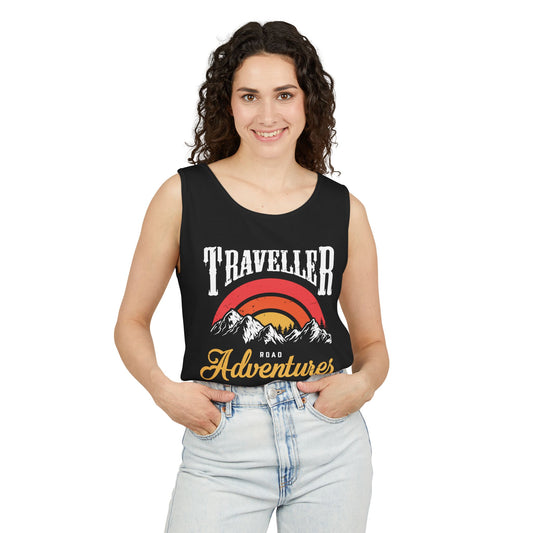 Adventure Tank Top | Unisex Garment-Dyed Gym Tee, Travel Gear, Outdoor Clothing, Summer Apparel, Gift for Explorers