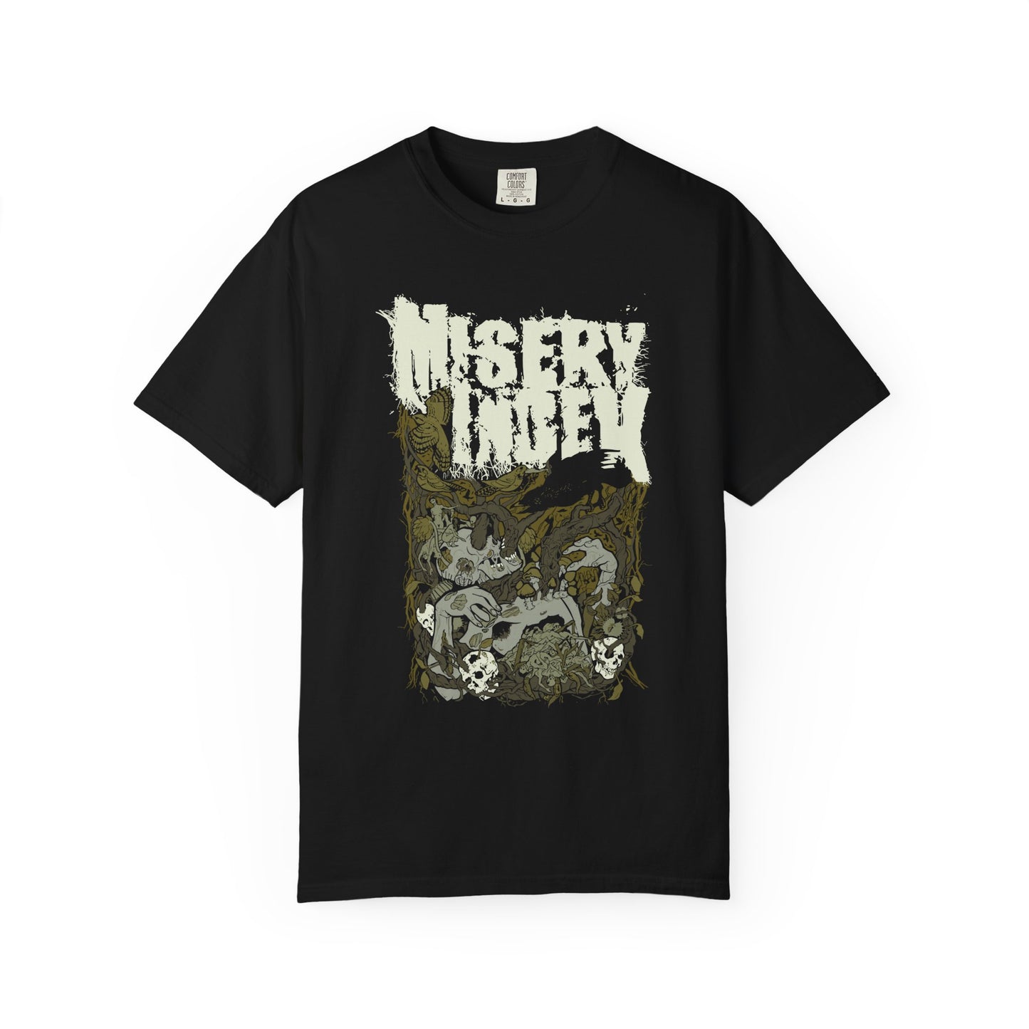 Dark Graphic Band T-shirt - Misery Index Art, Unisex Tee, Music Merch, Heavy Metal Gift, Casual Wear, Rock Fashion