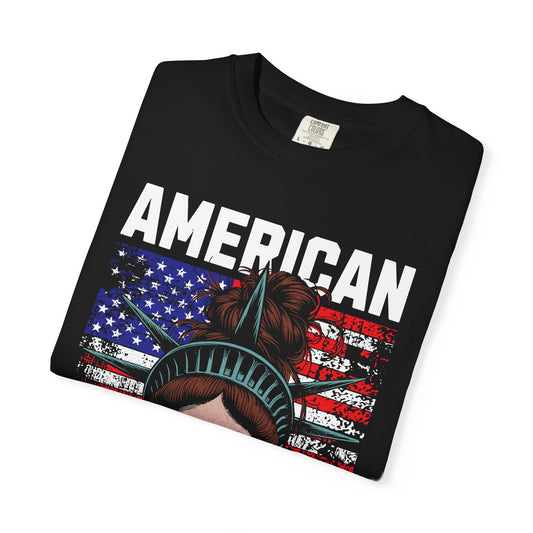 Patriotic Graphic T-shirt, American Liberty Mom Tee, Unisex Gift for Independence Day, Fun Casual Wear, Women and Men Tops