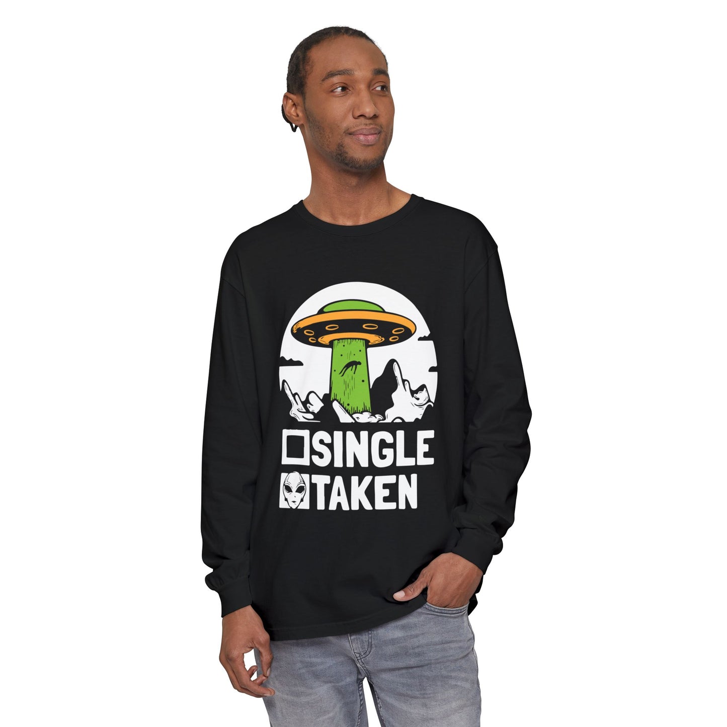 Quirky Alien Long Sleeve Tee | Perfect for Casual Wear, Gifts, Halloween, Fun Outings, or Space Lovers