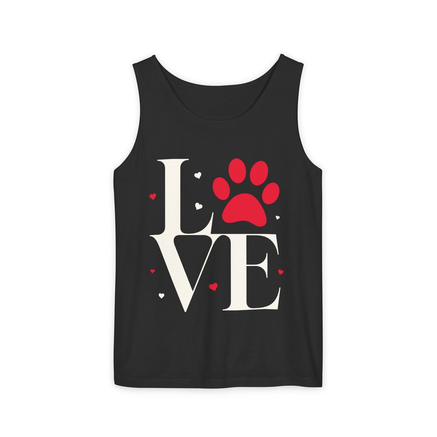 Love Paw Print Tank Top, Casual Animal Lover Shirt, Gift for Pet Owners, Summer Top, Valentine's Day Gift