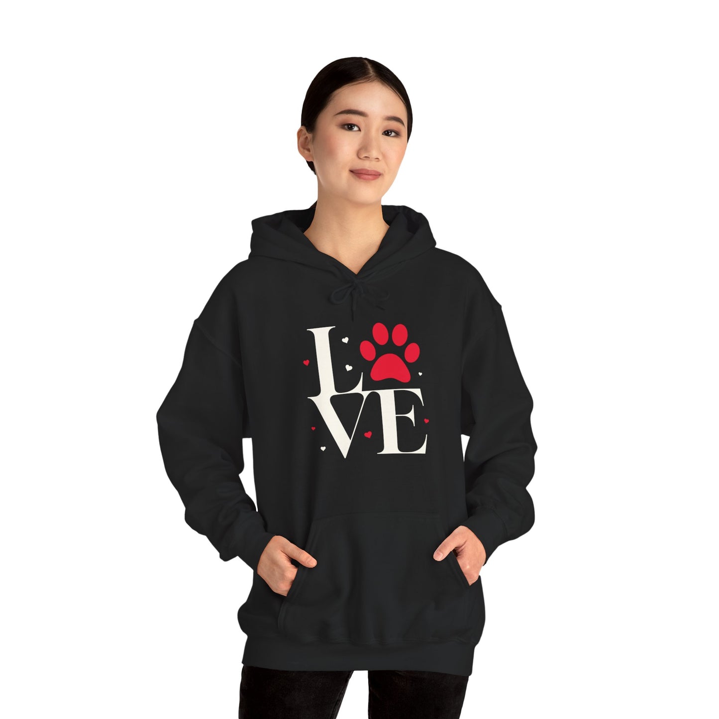 Love Paw Print Hoodie - Pet Lover Gift, Cozy Sweatshirt, Perfect for Dog Owners, Valentine's Day Wear, Animal Enthusiast Apparel