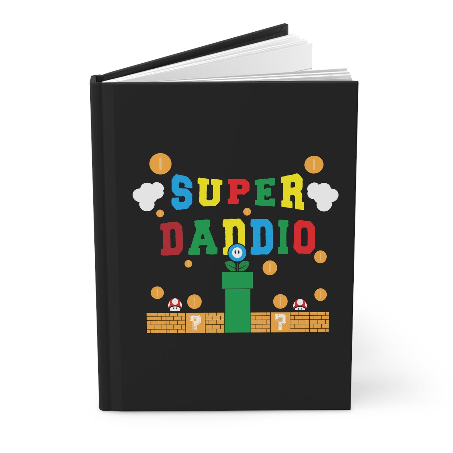 Super Daddio Hardcover Journal for Gamers, Video Game Gift, Gamer Notebook, Retro Gaming Journal, Birthday and Father’s Day Gift