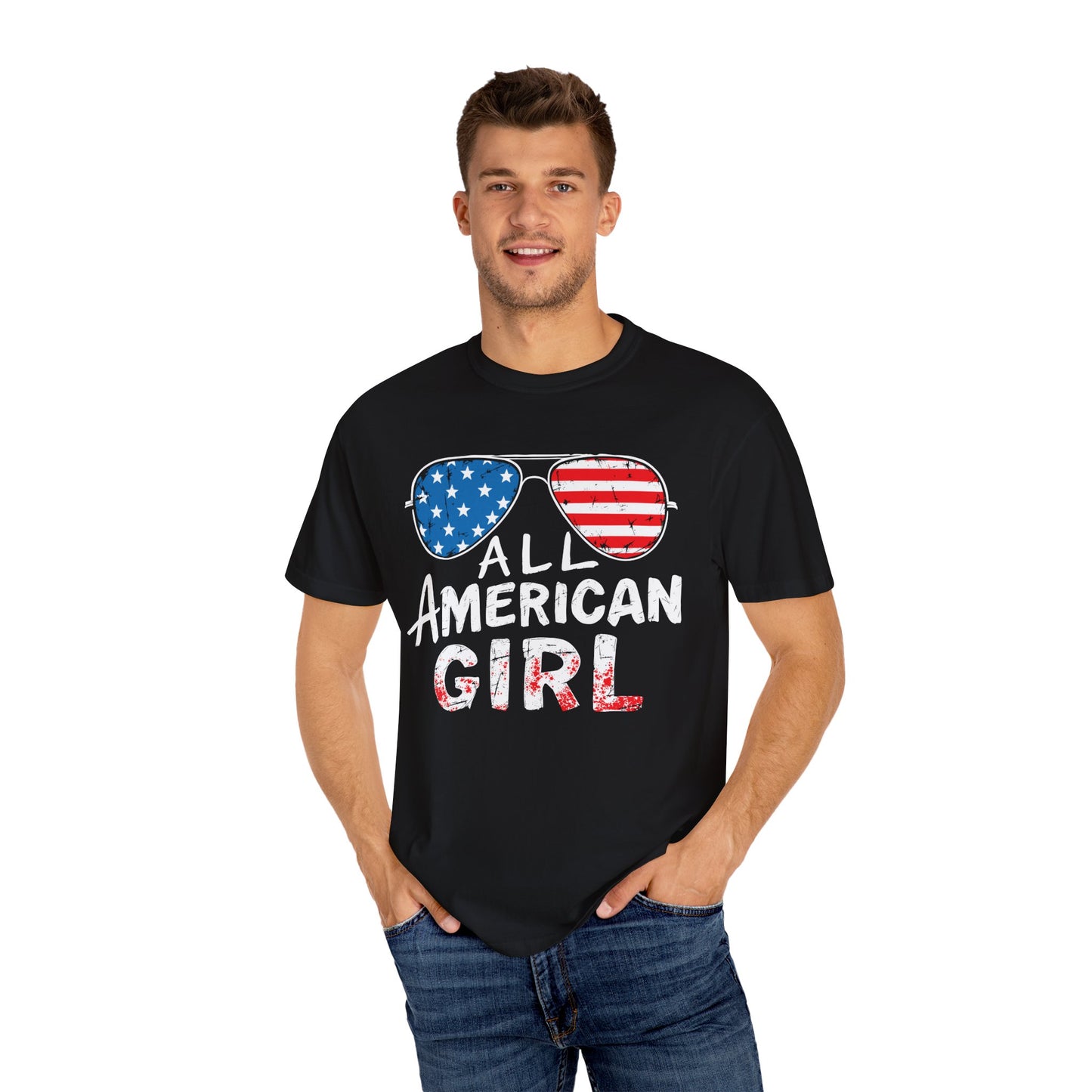 All American Girl T-Shirt, Vintage Graphic Tee, Patriotic Apparel, Summer Tops, Independence Day Gift, USA Fashion