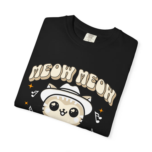 Meow Meow Cat Graphic T-Shirt, Cute Music Lover Shirt, Unisex Gift, Cat Lover Apparel, Fun T-Shirt for Friends, Birthday or Holiday Gift