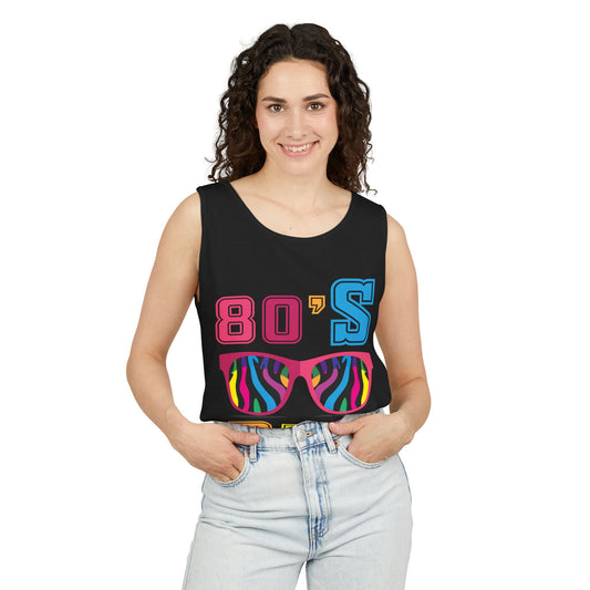 80's Inspired Unisex Garment-Dyed Tank Top, Retro 80s Vibe, Summer Top, Festival Wear, Gift for Nostalgia Fans, Party Outfit
