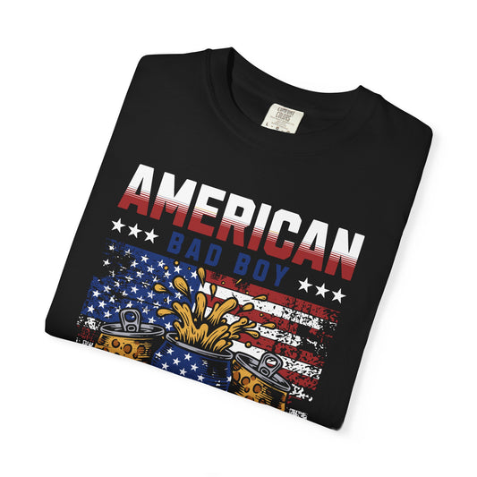 Patriotic Party T-Shirt - American Bad Boy Tee, Unique Graphic Tee, 4th of July Outfit, BBQ & Celebration Shirt, Gift for Him