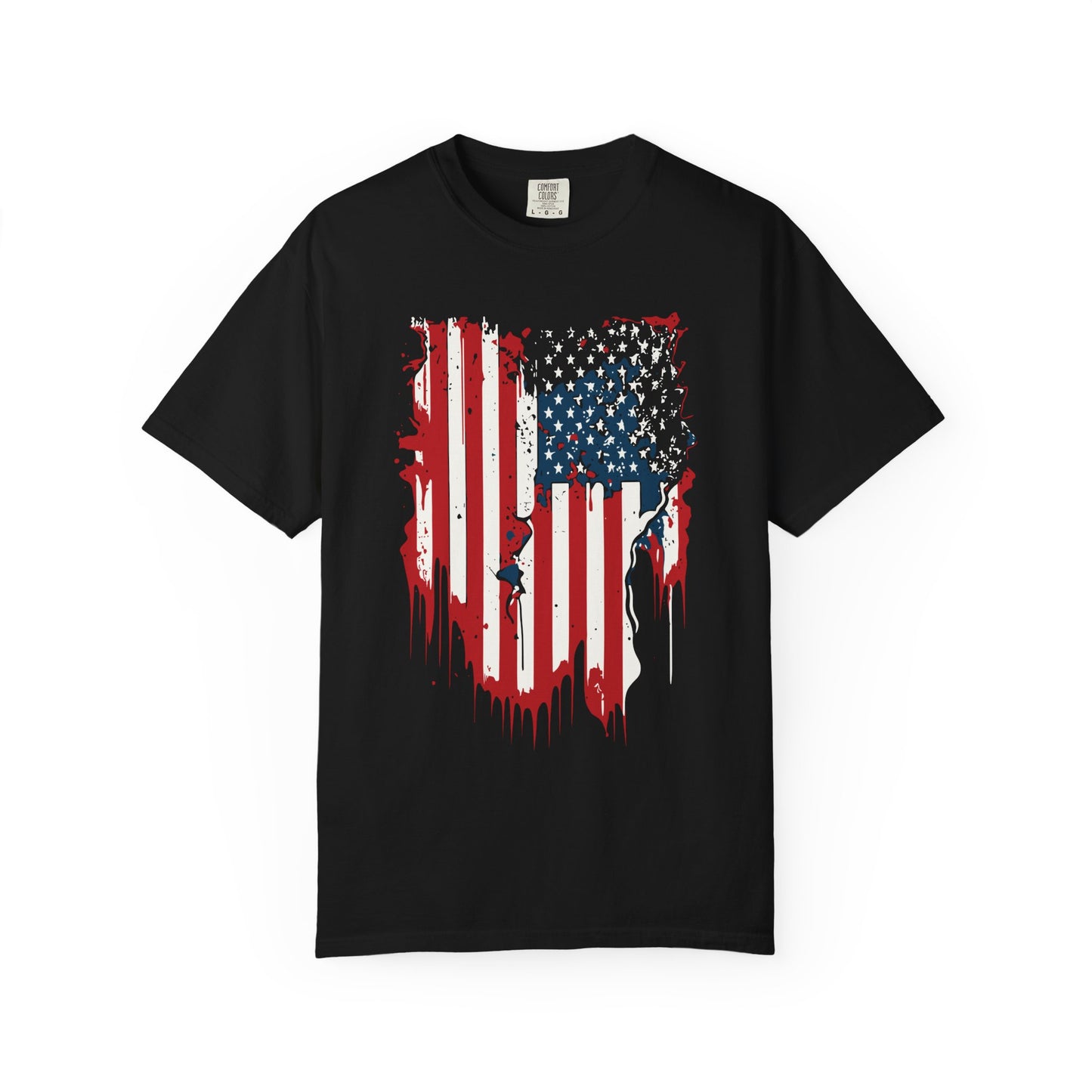 Patriotic Dripping Flag T-Shirt | Unisex Casual Tee for Independence Day, Memorial Day, Veterans Day, Everyday Wear