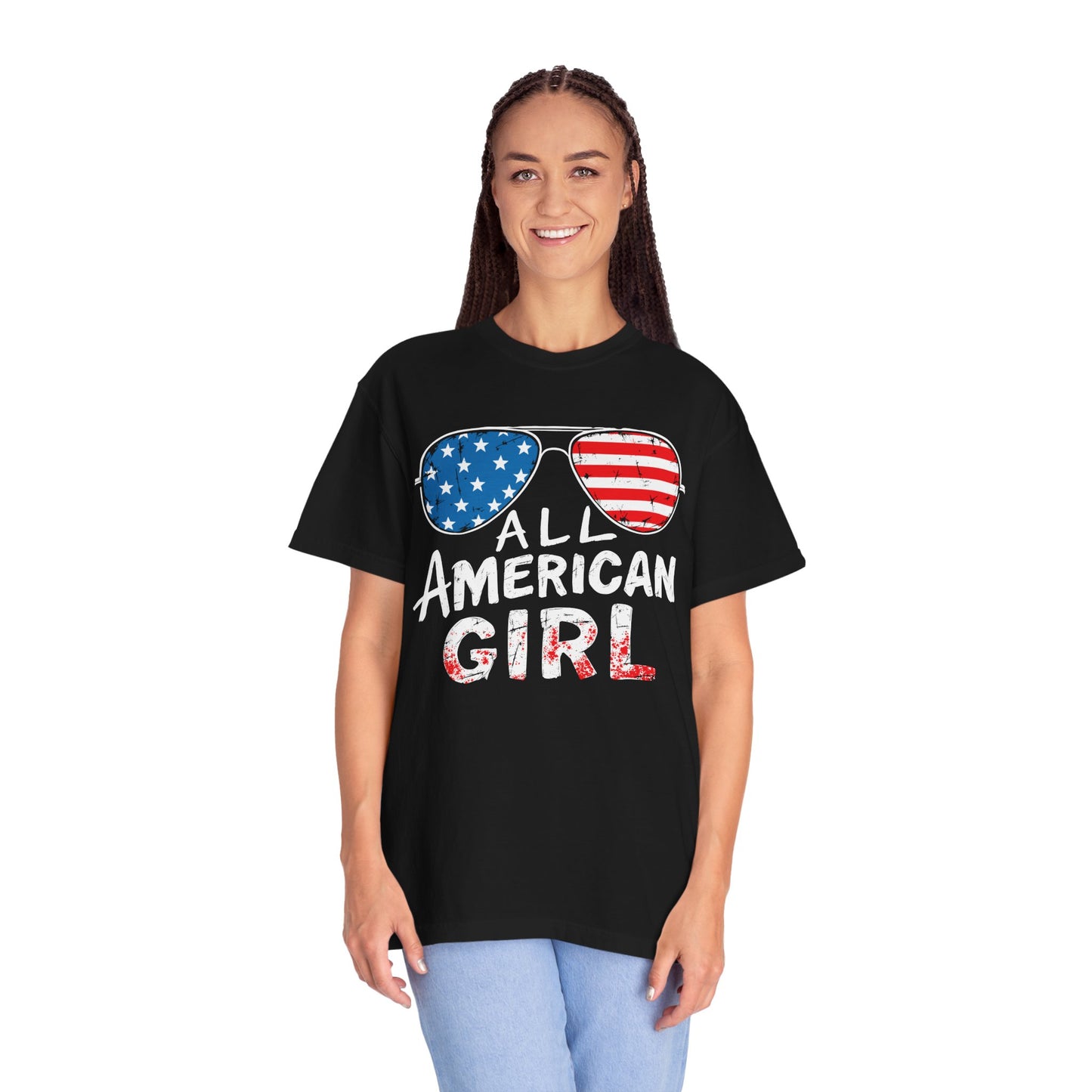 All American Girl T-Shirt, Vintage Graphic Tee, Patriotic Apparel, Summer Tops, Independence Day Gift, USA Fashion
