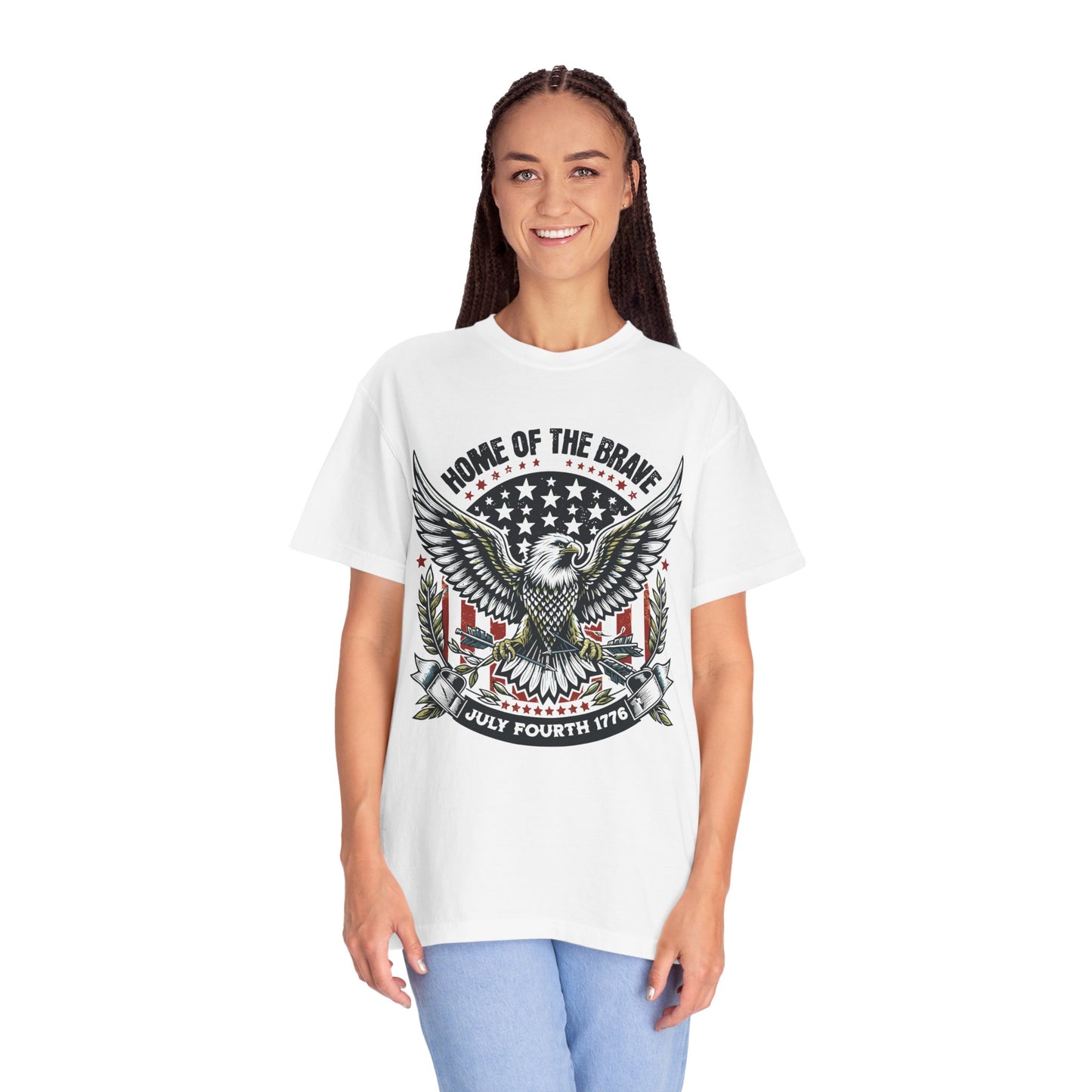 Patriotic Eagle T-Shirt for July 4th, Home of the Brave Tee, Fourth of July Shirt, Americana Apparel, Unisex Independence Day Top