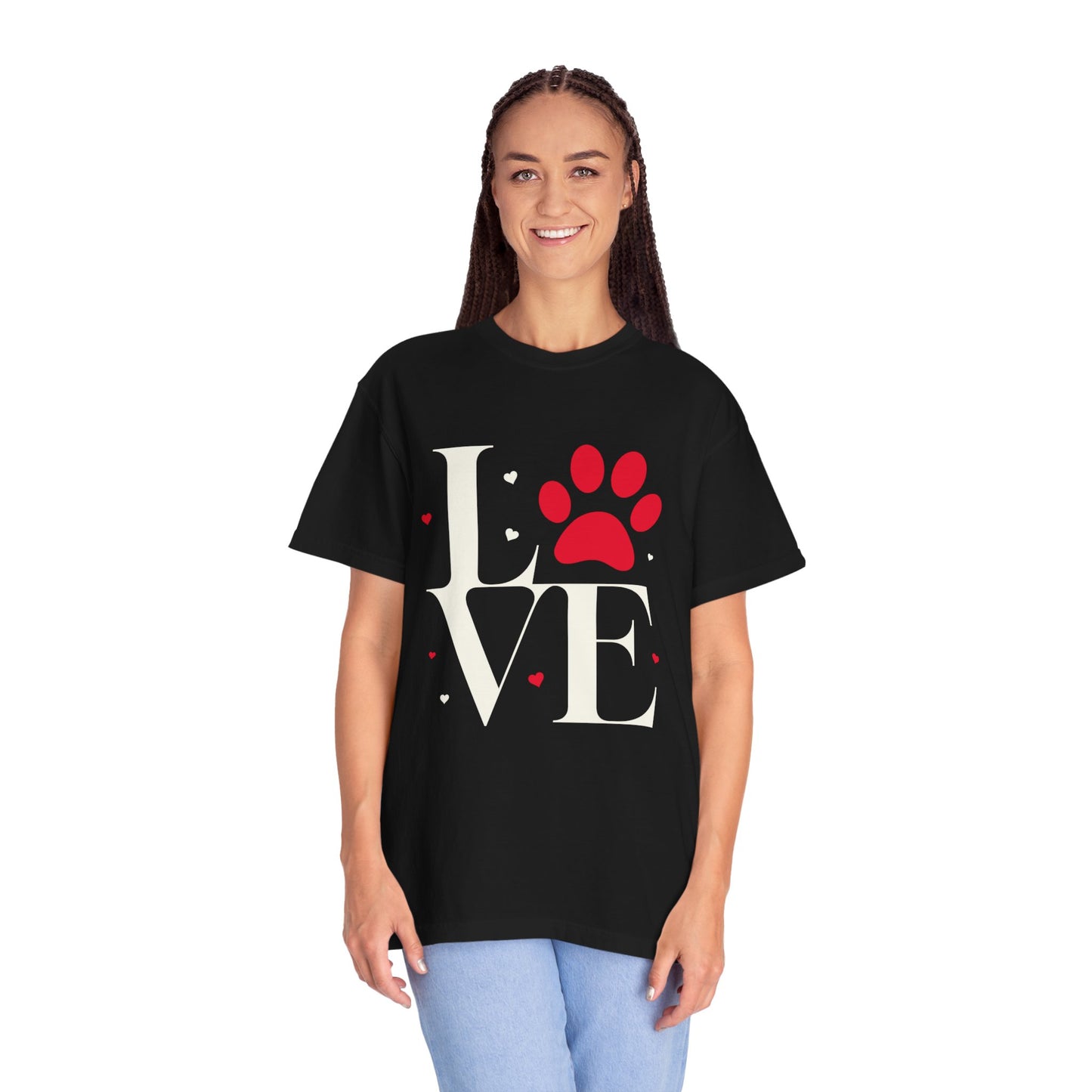 Love Paw Print Unisex T-Shirt, Animal Lover Gift, Pet Adoption Tee, Valentine's Day Shirt, Cute Animal Apparel