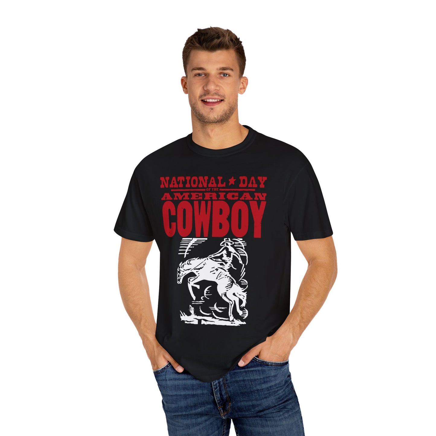 American Cowboy T-Shirt, Unisex Vintage Graphic Tee, National Day Apparel, Western Festival Clothing, Country Lifestyle Wear