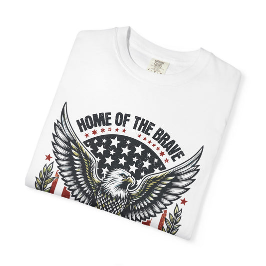 Patriotic Eagle T-Shirt for July 4th, Home of the Brave Tee, Fourth of July Shirt, Americana Apparel, Unisex Independence Day Top