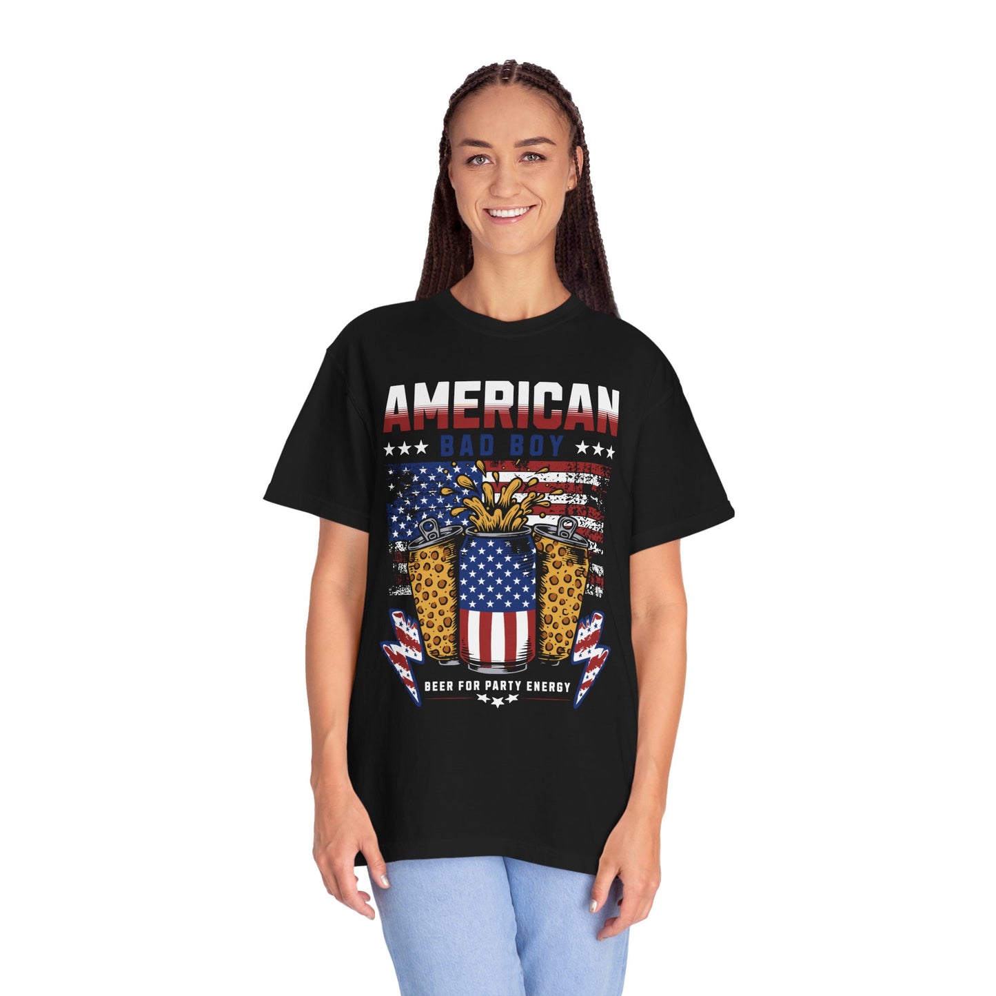 Patriotic Party T-Shirt - American Bad Boy Tee, Unique Graphic Tee, 4th of July Outfit, BBQ & Celebration Shirt, Gift for Him