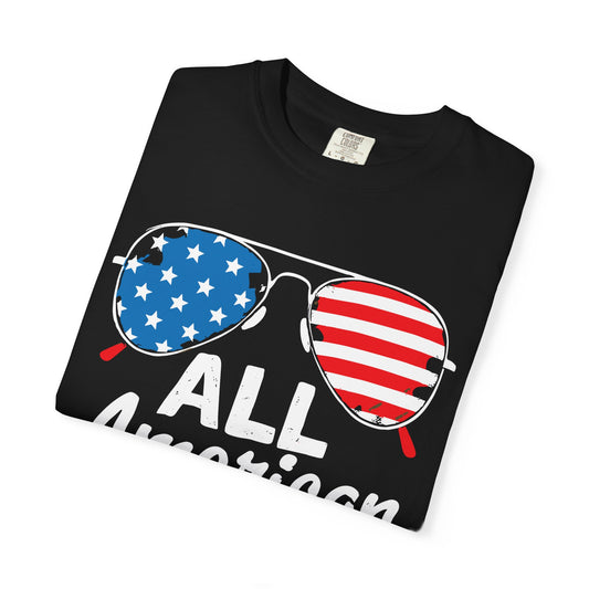 All American Boy T-Shirt, Unisex Patriotic Tee, Garment-Dyed Shirt, America Day Apparel, July 4th Celebration Top