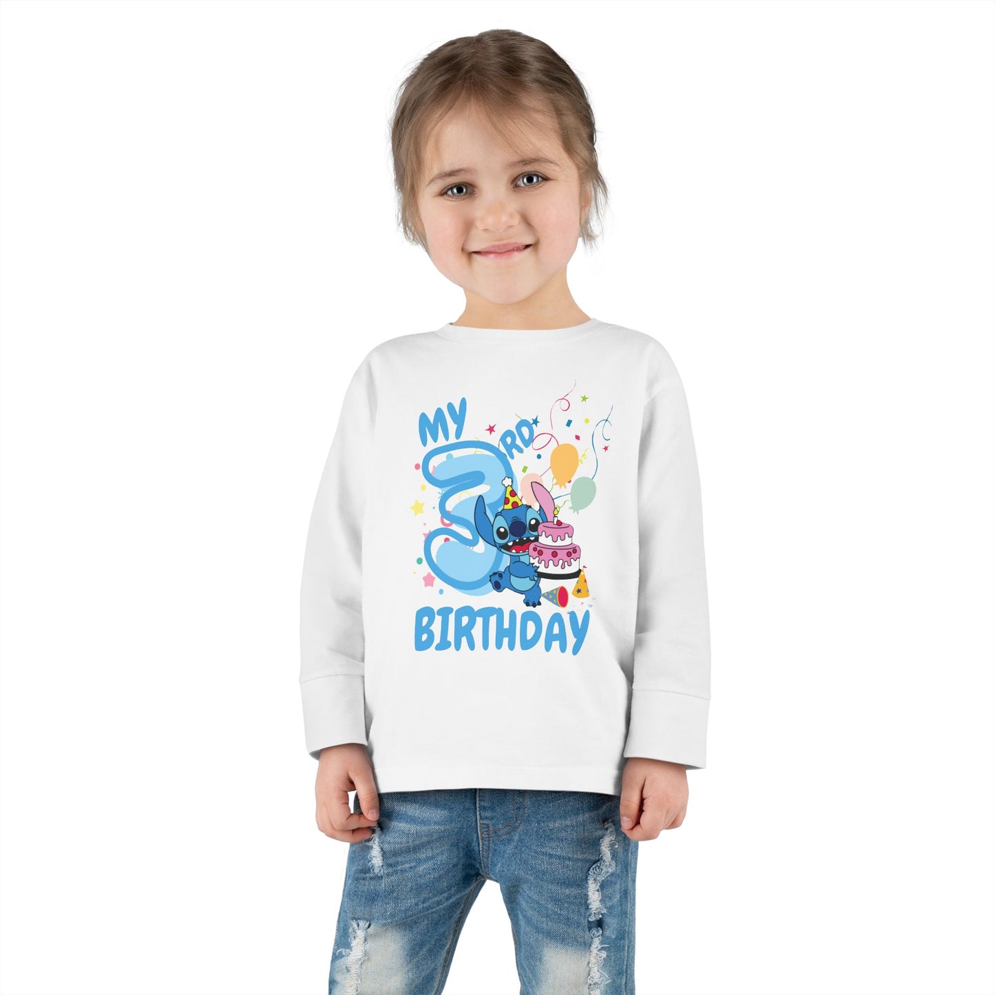 My 3rd Birthday Toddler Long Sleeve Tee, Birthday Outfit, Cute Kids Shirt, Baby Shower Gift, Celebration Apparel, Toddler Clothing