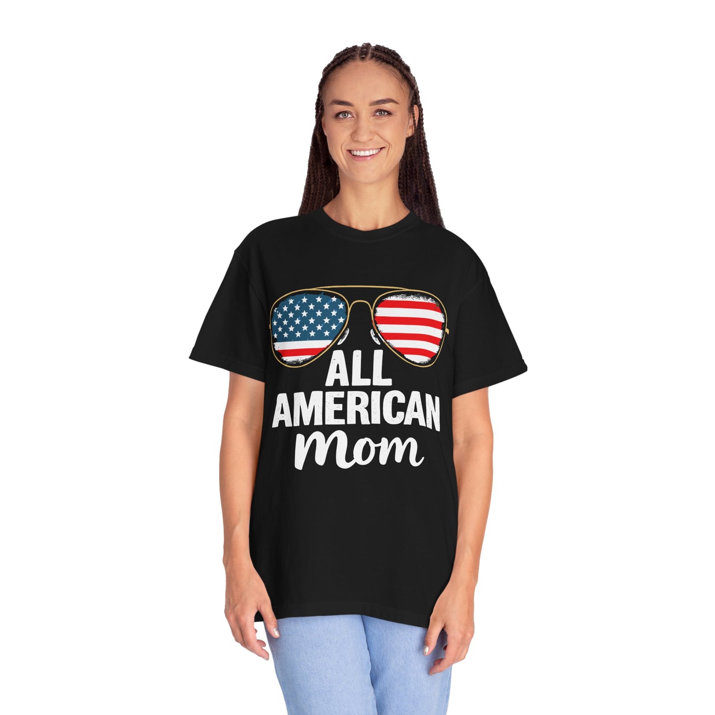 All American Mom T-Shirt | Patriotic Tee, 4th of July Gift, Independence Day Celebration, Casual Wear, Family Reunion Shirt