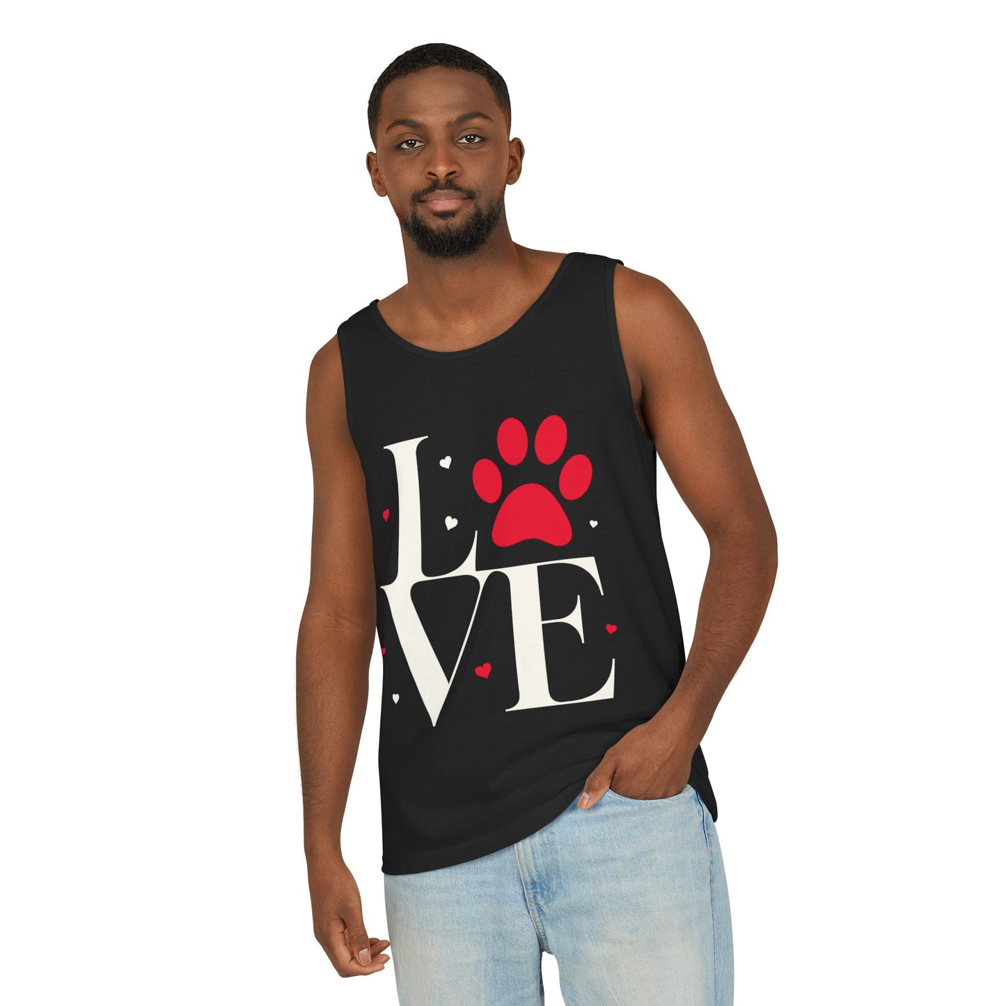 Love Paw Print Tank Top, Casual Animal Lover Shirt, Gift for Pet Owners, Summer Top, Valentine's Day Gift