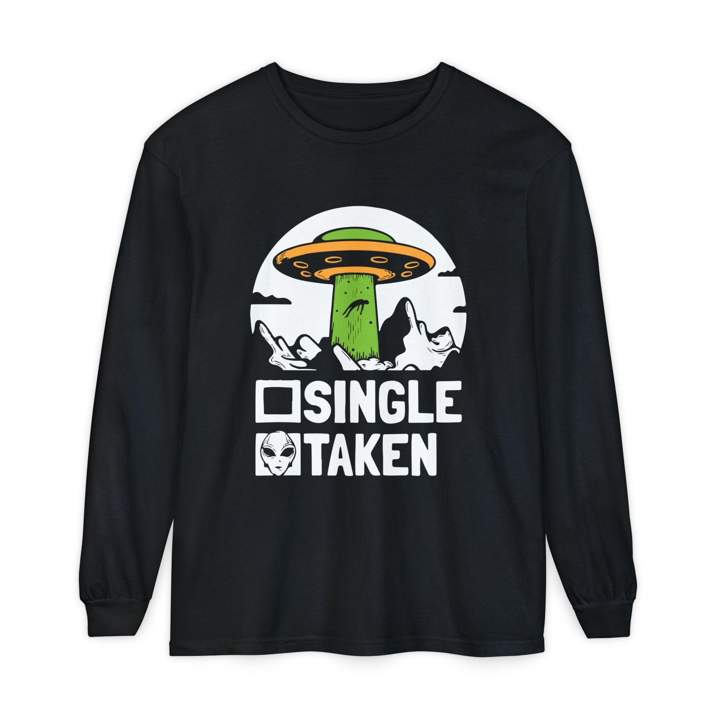 Quirky Alien Long Sleeve Tee | Perfect for Casual Wear, Gifts, Halloween, Fun Outings, or Space Lovers