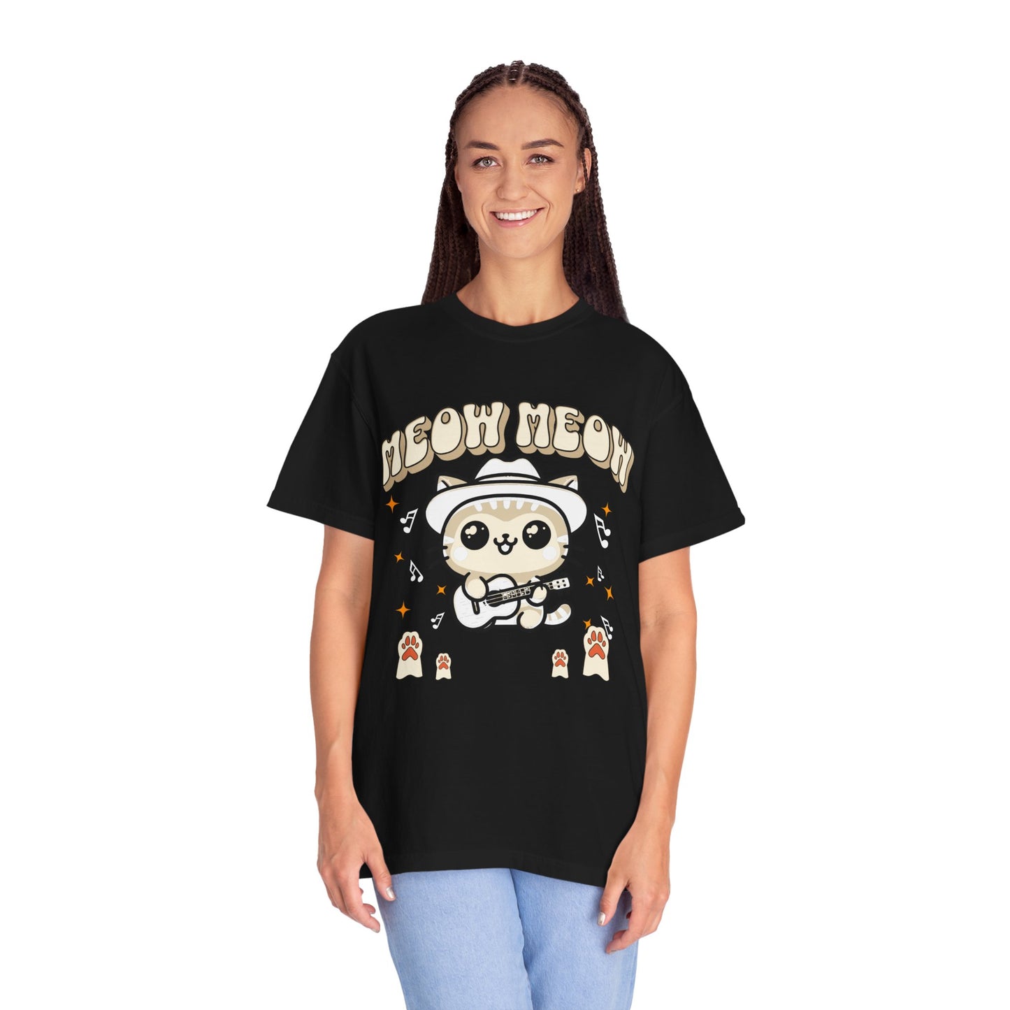 Meow Meow Cat Graphic T-Shirt, Cute Music Lover Shirt, Unisex Gift, Cat Lover Apparel, Fun T-Shirt for Friends, Birthday or Holiday Gift