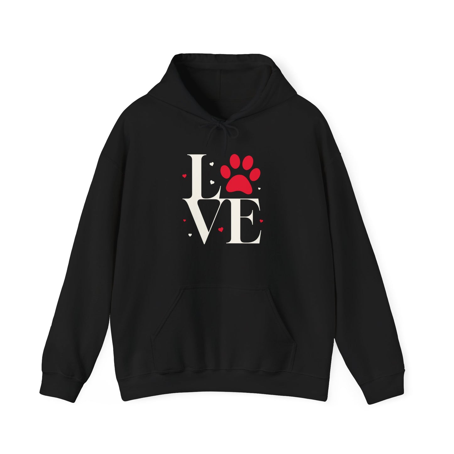Love Paw Print Hoodie - Pet Lover Gift, Cozy Sweatshirt, Perfect for Dog Owners, Valentine's Day Wear, Animal Enthusiast Apparel