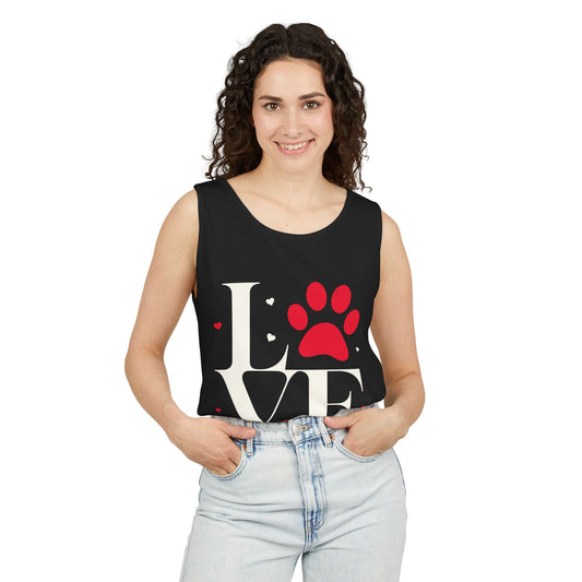 Love Paw Print Tank Top, Casual Animal Lover Shirt, Gift for Pet Owners, Summer Top, Valentine's Day Gift