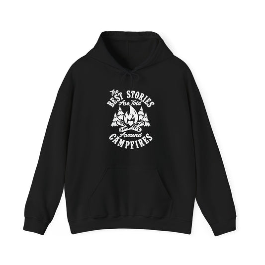 Cozy Campfire Stories Hooded Sweatshirt - Perfect for Camping, Bonfires, and Adventure Lovers, Unisex Hoodie Gift for Outdoors