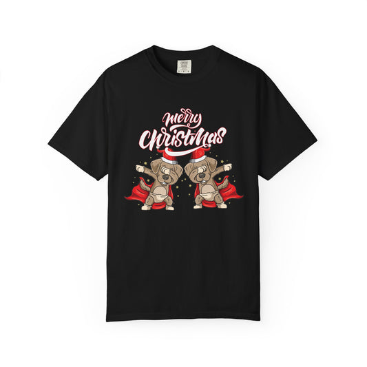 Festive Holiday T-shirt, Funny Christmas Shirt, Cute Teddy Bear Tee, Unisex Gift, Holiday Apparel, Christmas Celebration Wear