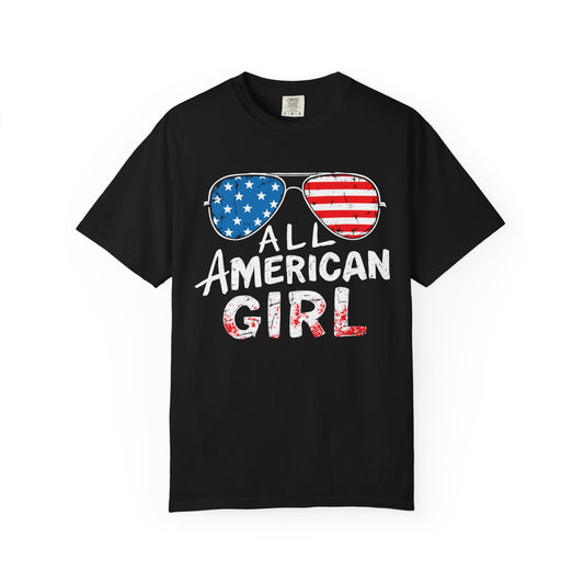 All American Girl T-Shirt, Vintage Graphic Tee, Patriotic Apparel, Summer Tops, Independence Day Gift, USA Fashion