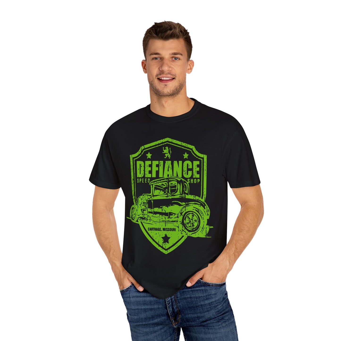 Defiance Speed Shop T-Shirt, Unisex Graphic Tee, Car Enthusiast Gift, Vintage Auto Apparel, Motorsports Clothing, Car Show Outfit