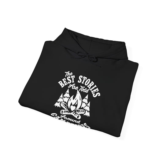 Cozy Campfire Stories Hooded Sweatshirt - Perfect for Camping, Bonfires, and Adventure Lovers, Unisex Hoodie Gift for Outdoors