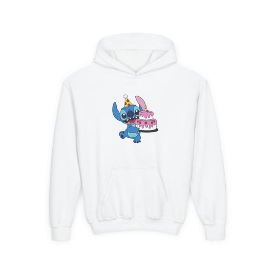Stitch Birthday Celebration Hoodie, Youth Sweatshirt, Cute Kids Gift, Fun Apparel for Parties, Cartoon Character Sweatshirt