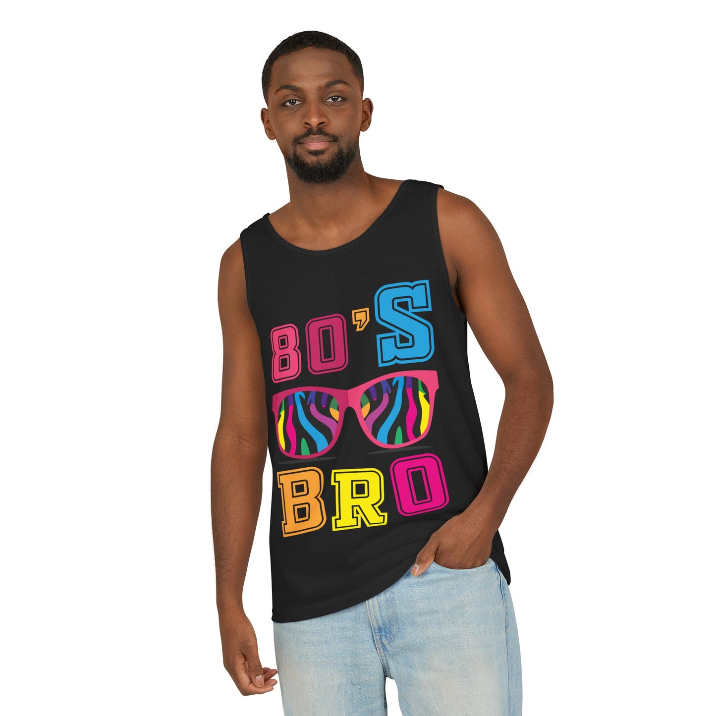 80's Inspired Unisex Garment-Dyed Tank Top, Retro 80s Vibe, Summer Top, Festival Wear, Gift for Nostalgia Fans, Party Outfit